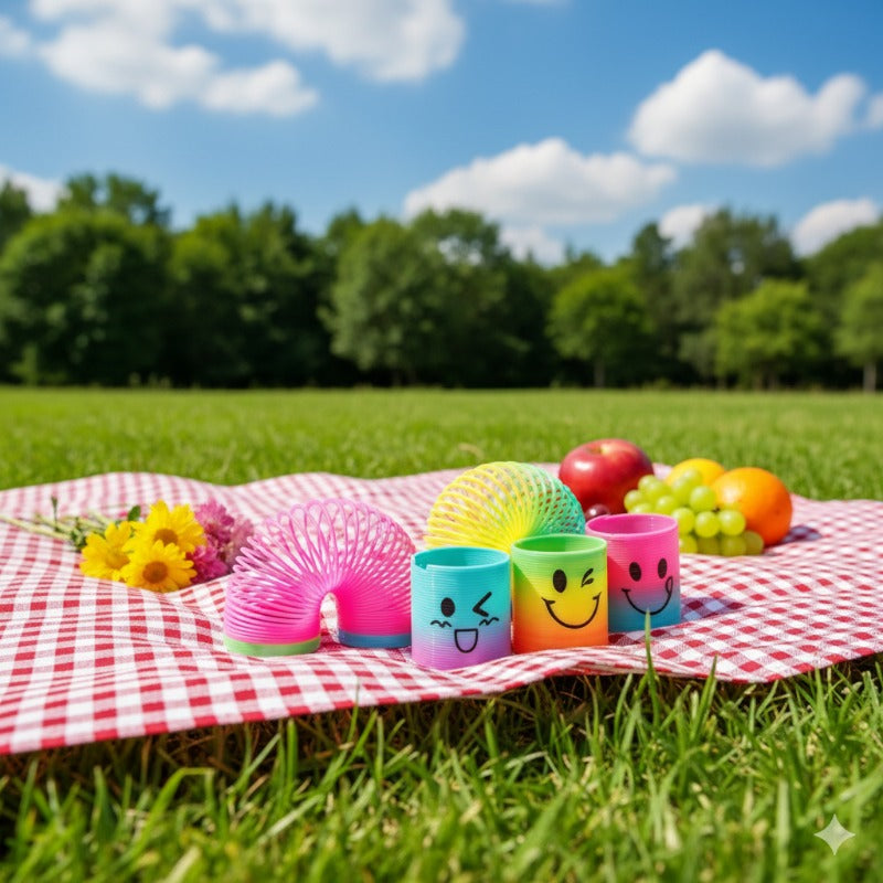 Mini Rainbow Spring Toys with Smiley Faces – Party Pack