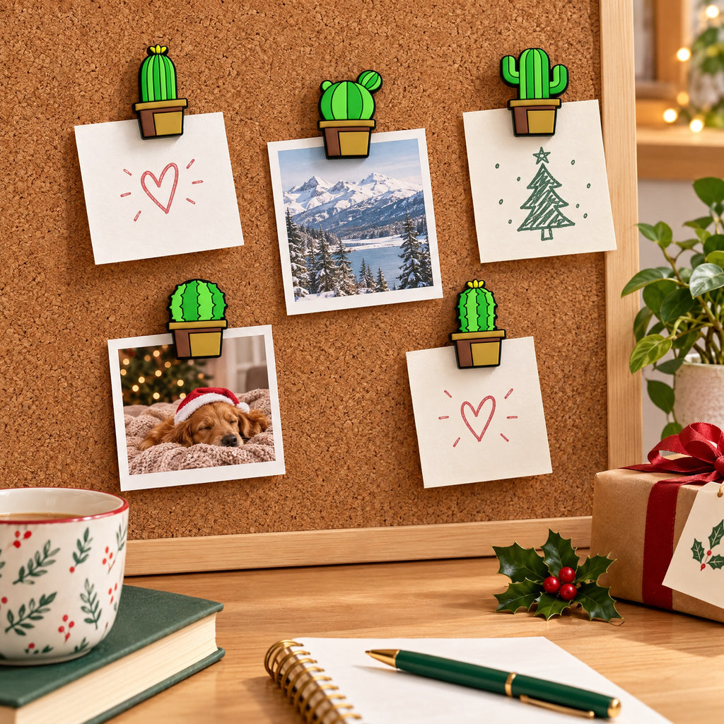 Cactus Push Pins, Set of 5 – Cute Potted Cactus Drawing Pins for Cork Boards