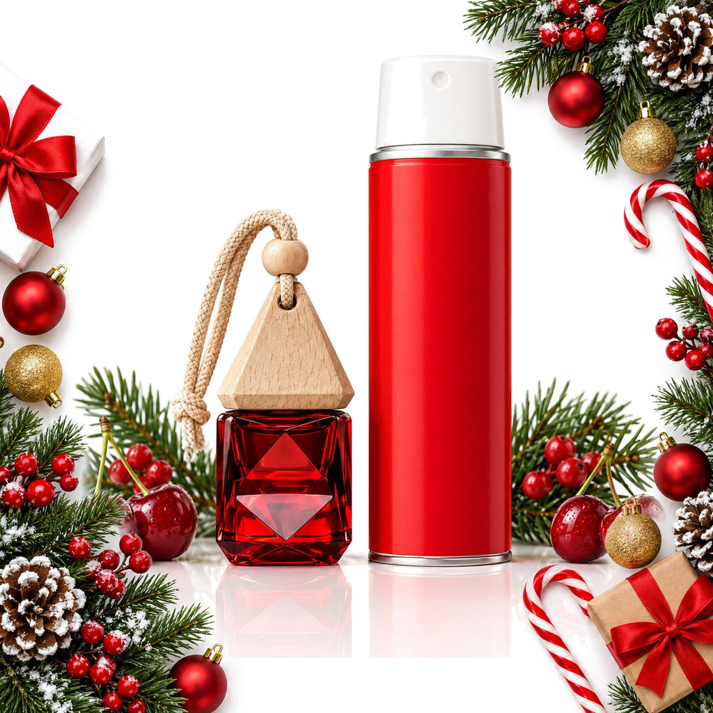 car air freshener gift set with hanging glass diffuser and spray — Christmas stocking filler gift