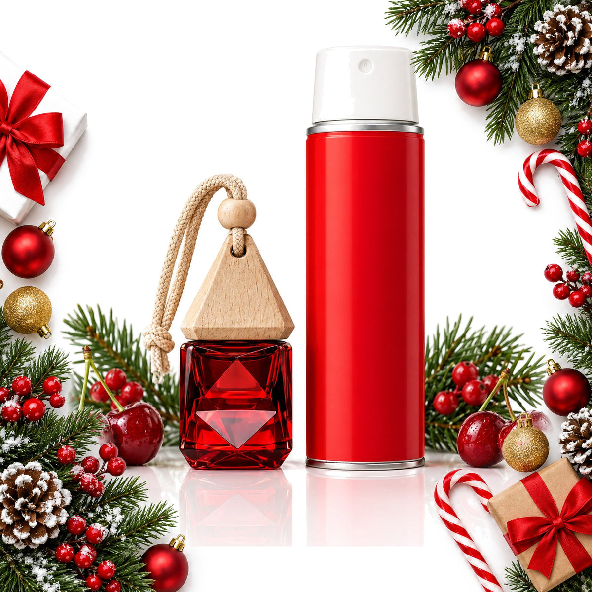 car air freshener gift set with hanging glass diffuser and spray — Christmas stocking filler gift