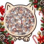 cat shaped wooden jigsaw puzzle with 135 cat pieces and gift box — Christmas stocking filler gift