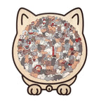 Cat-Shaped Wooden Jigsaw Puzzle with 135 Cat Pieces and Gift Box