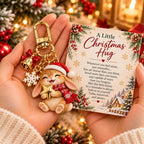 Christmas Animal Keyring Charm with Message Card – Gift Boxed