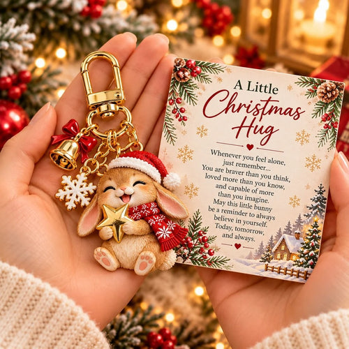 Christmas Animal Keyring Charm with Message Card – Gift Boxed