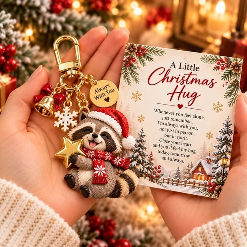 Christmas Animal Keyring Charm with Message Card – Gift Boxed