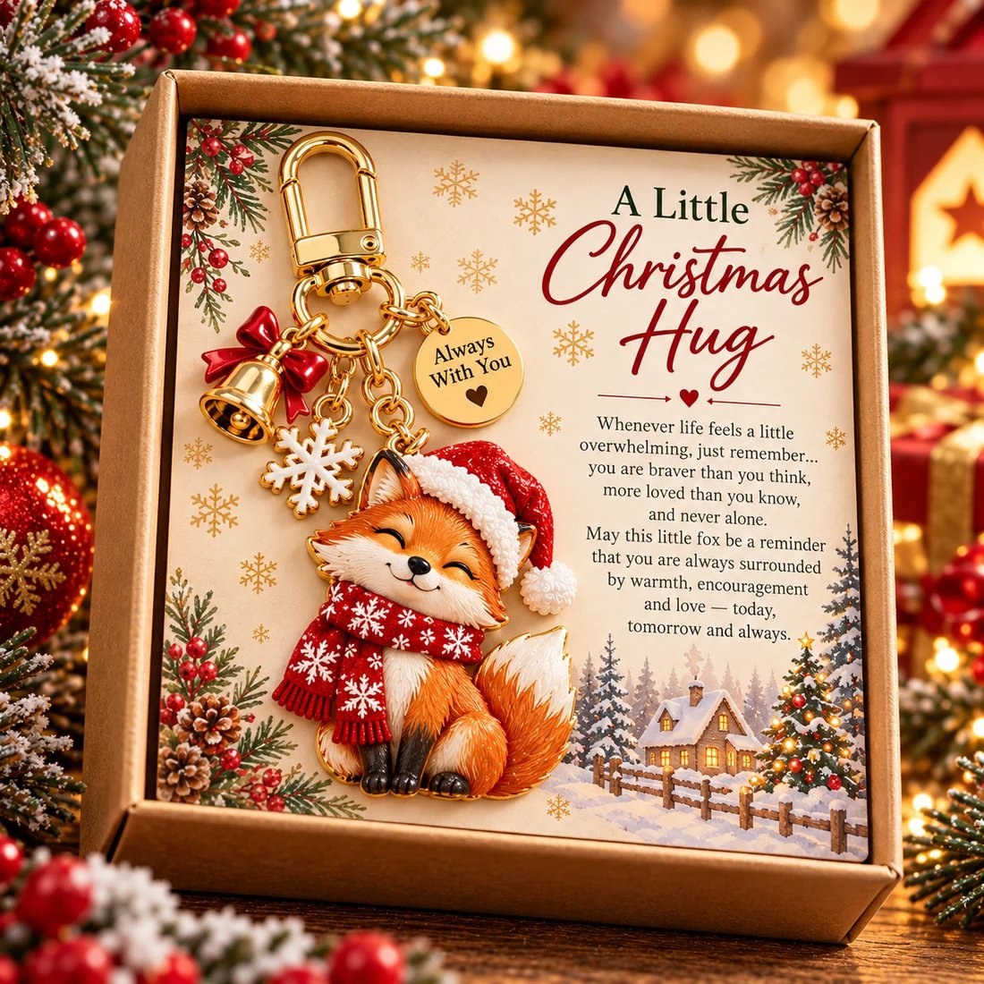 Christmas Animal Keyring Charm with Message Card – Gift Boxed