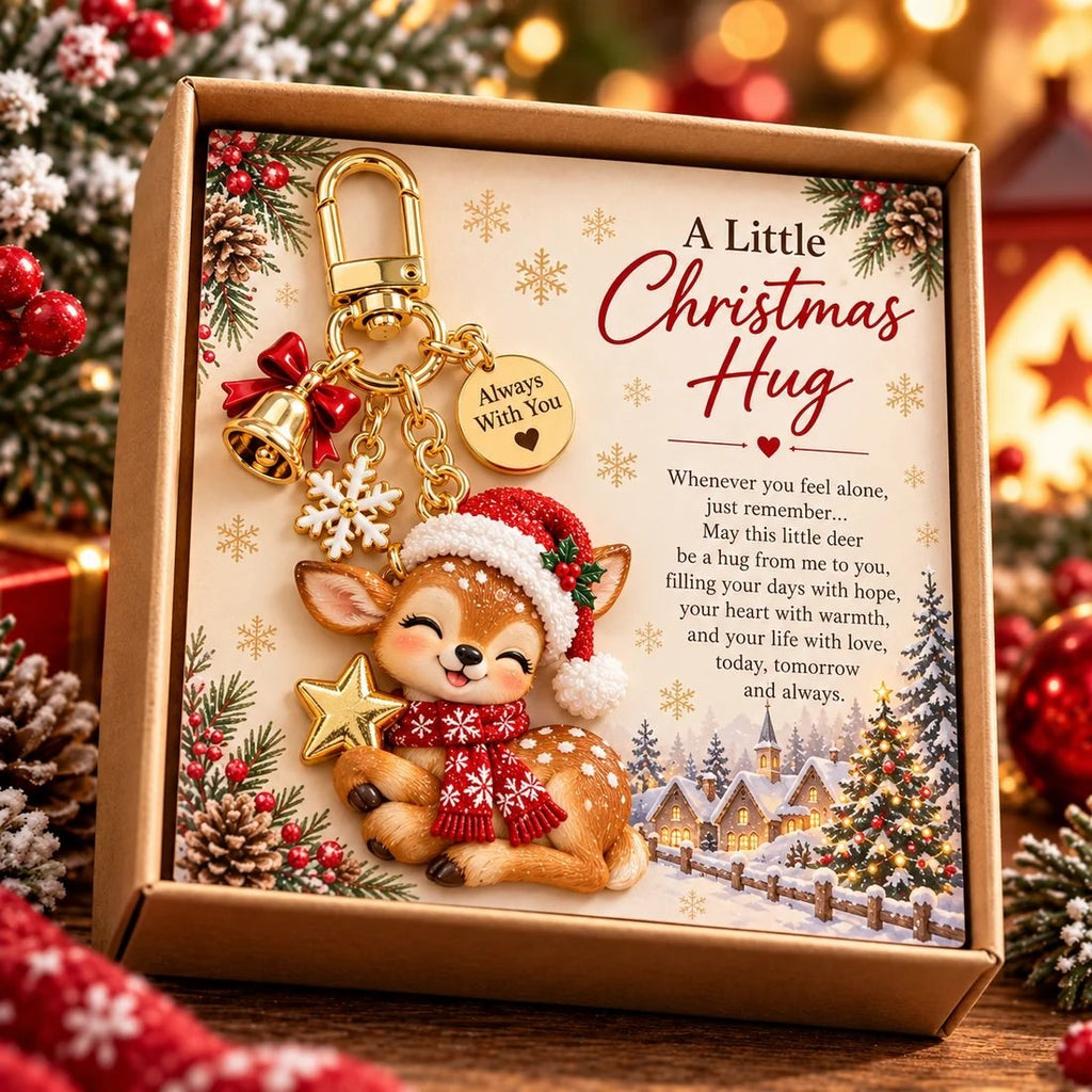 Christmas Animal Keyring Charm with Message Card – Gift Boxed