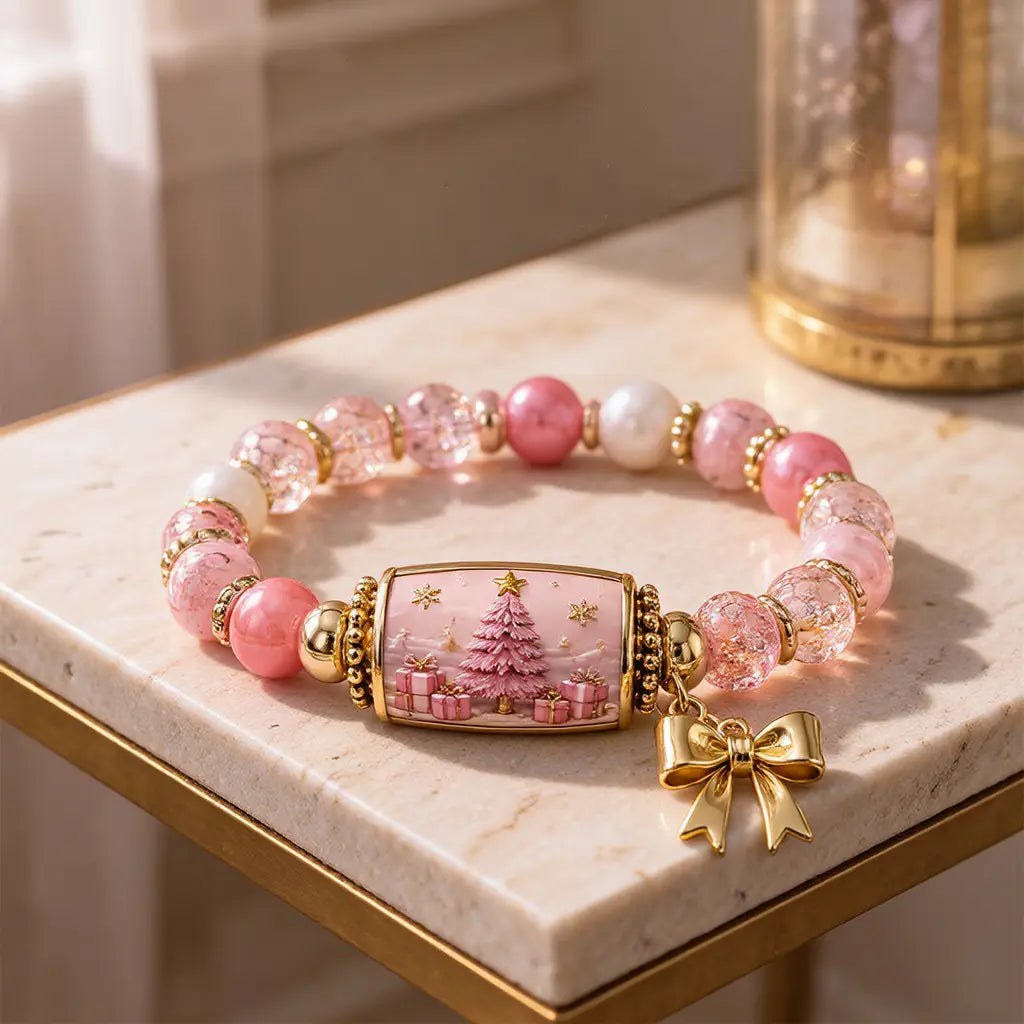 Christmas Beaded Charm Bracelet – Festive Scene and Dangling Charm