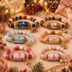 Christmas Beaded Charm Bracelet – Festive Scene and Dangling Charm