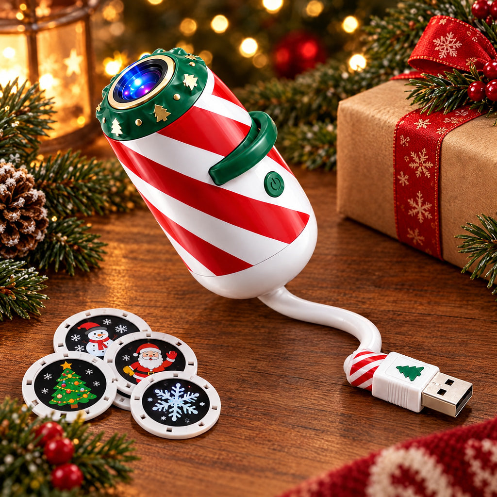 Christmas Car Projector Light with Festive Slides – USB Powered