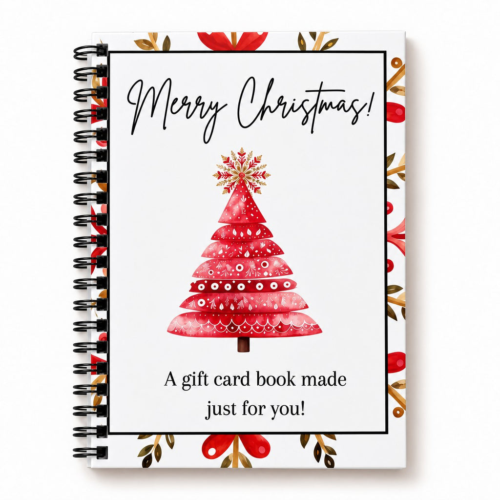 Christmas Gift Card Book – Spiral-Bound Holder for 12 Gift Cards