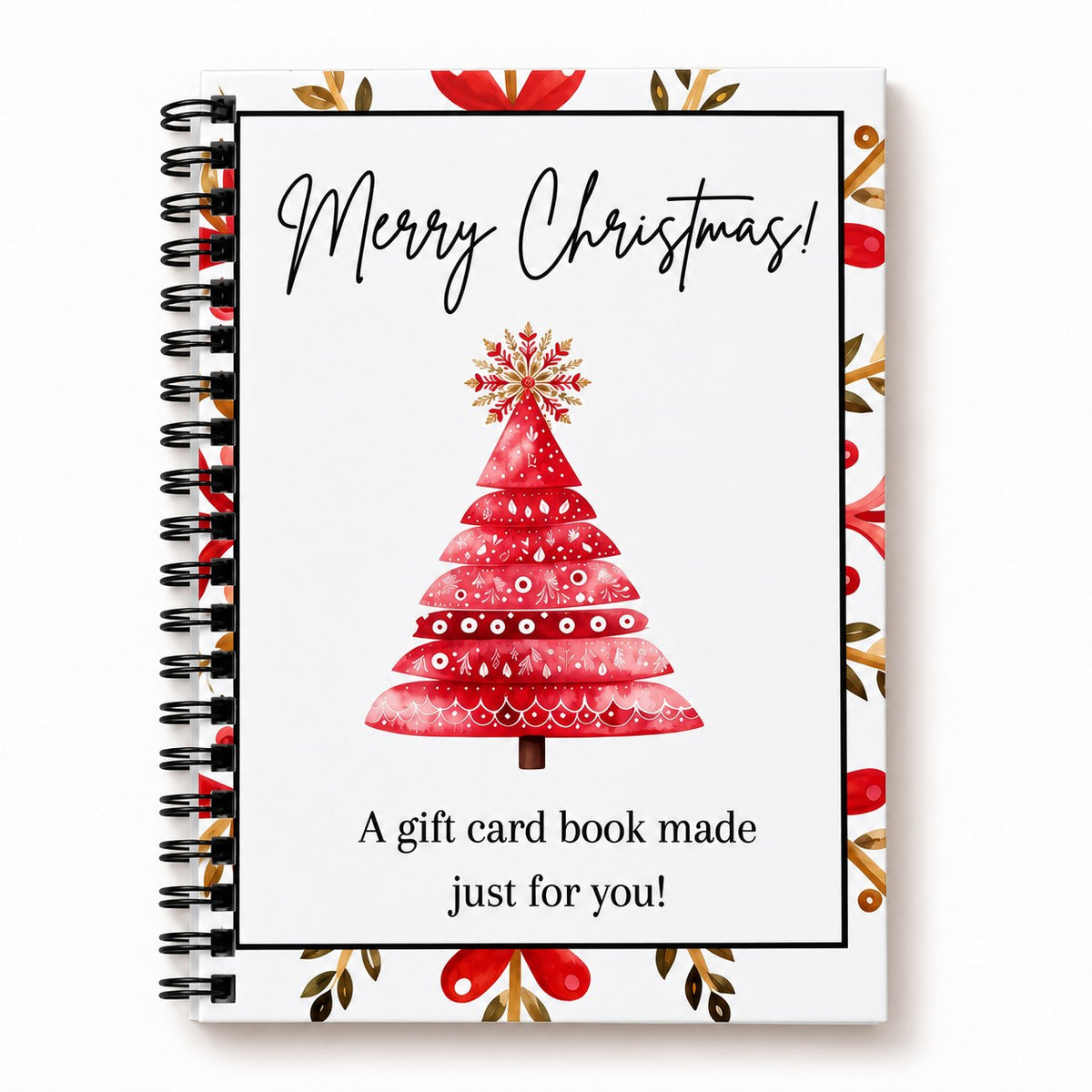 Christmas Gift Card Book – Spiral-Bound Holder for 12 Gift Cards
