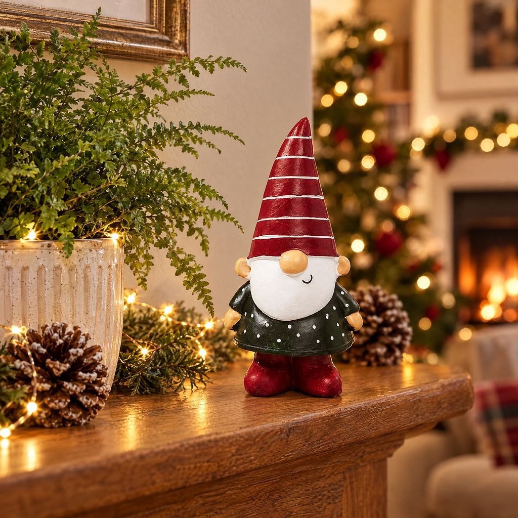 Christmas Gonk Figurine with Red and White Striped Hat