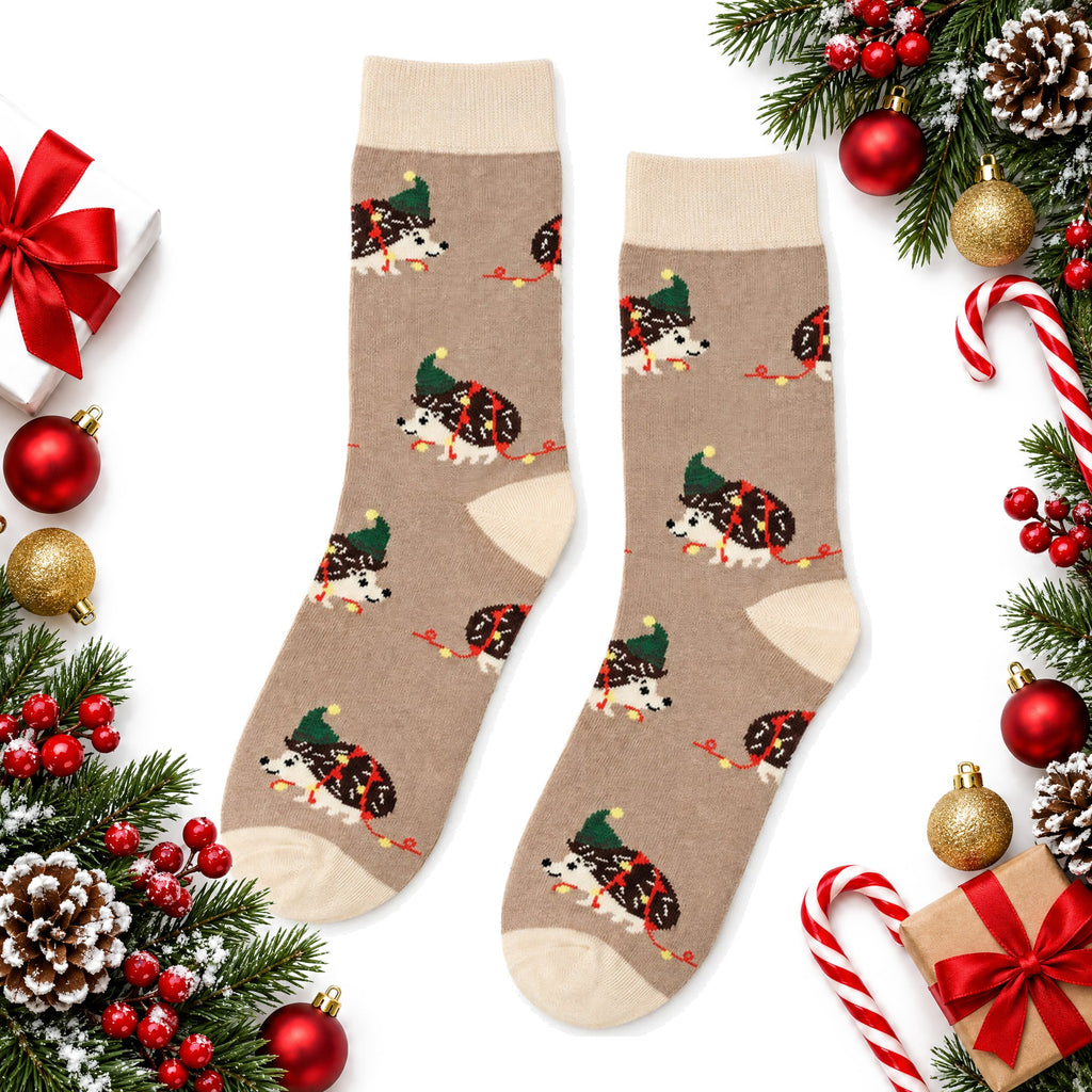 christmas hedgehog bamboo socks soft festive stocking filler — Christmas stocking filler gift