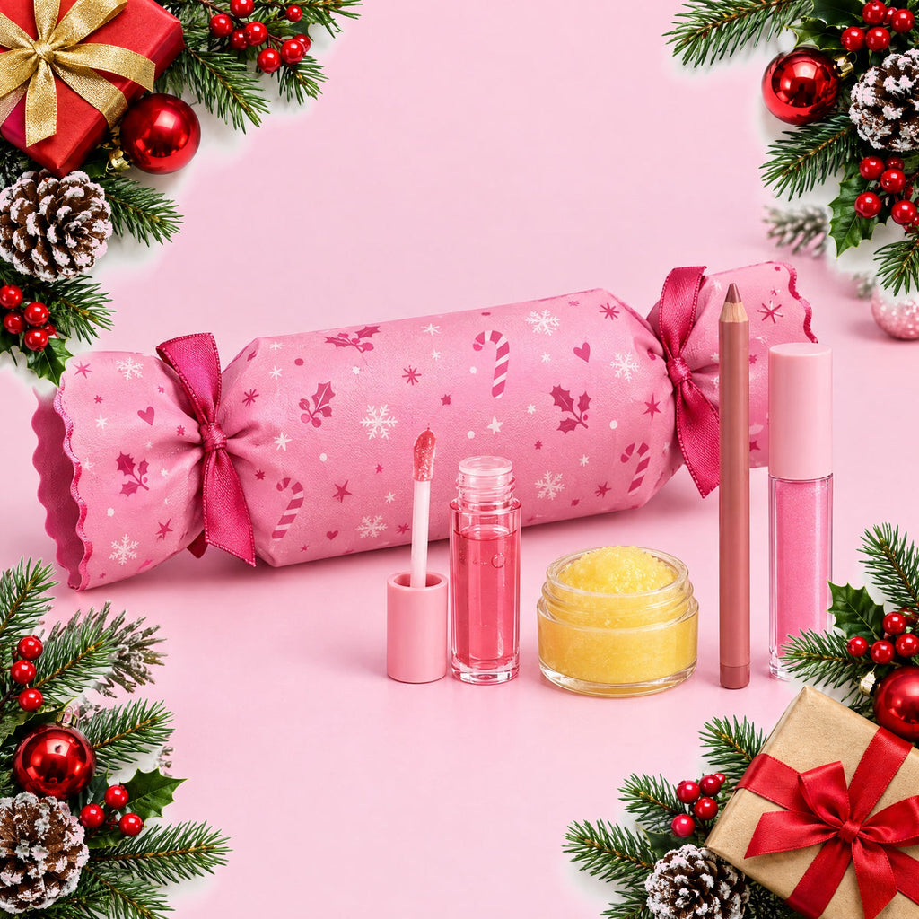 christmas lip care mystery cracker with 4 lip products — Christmas stocking filler gift