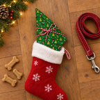 Christmas Print Dog Bandana, Tie-On or Collar Loop, One Size