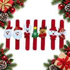 christmas slap bracelets pack of 10 santa snowman reindeer — Christmas stocking filler gift