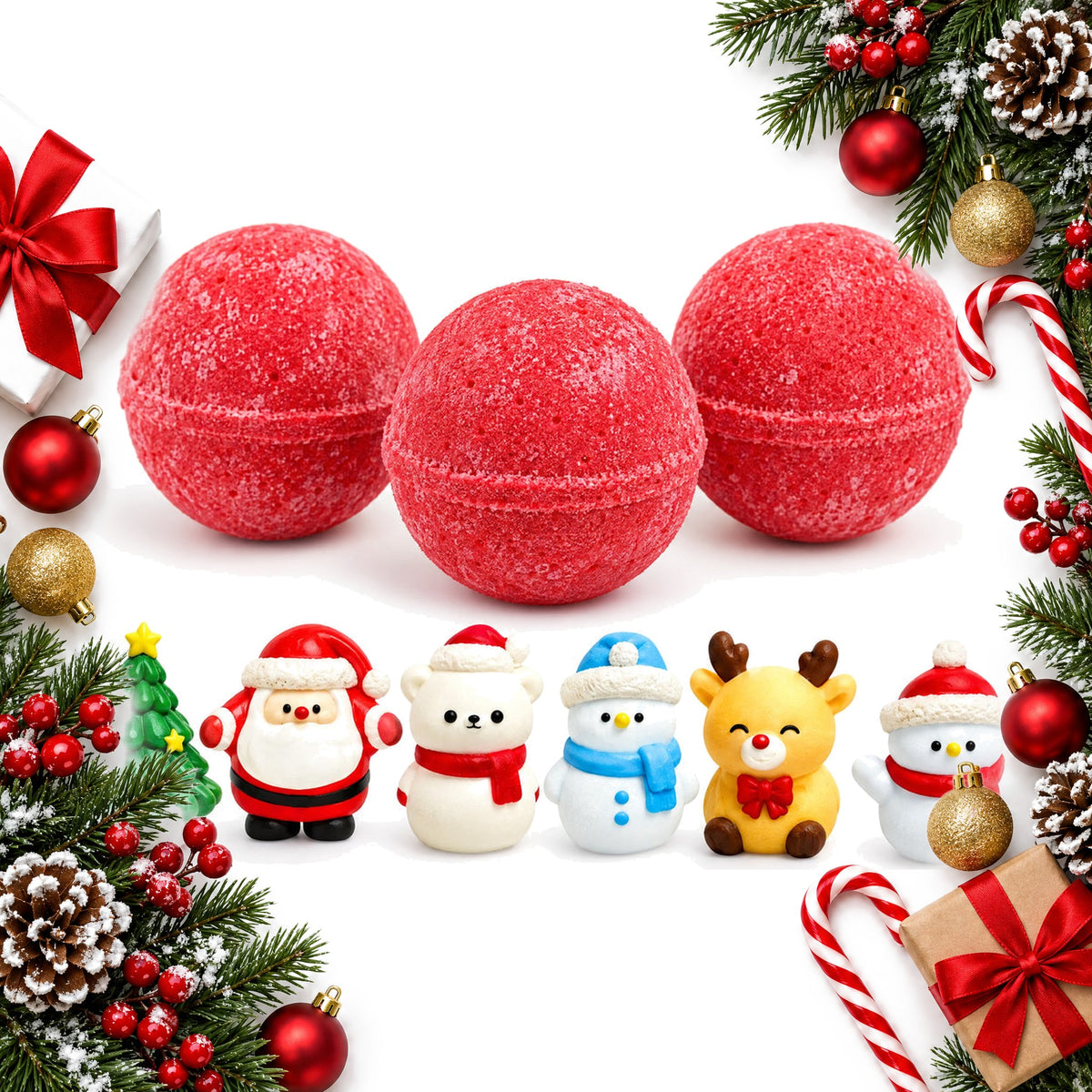 christmas surprise bath bombs for kids 3 fizzers with hidden figures — Christmas stocking filler gift