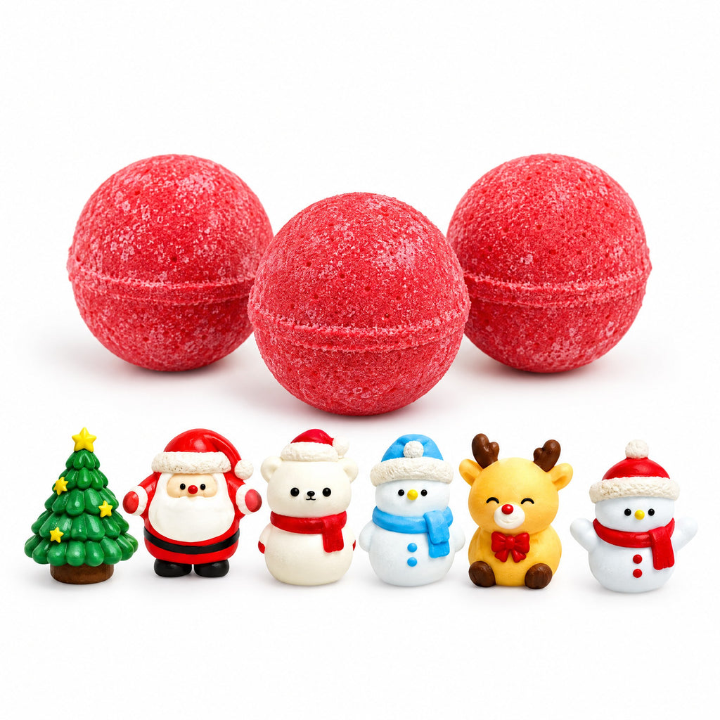 Christmas Surprise Bath Bombs for Kids – 3 Fizzers with Hidden Figures