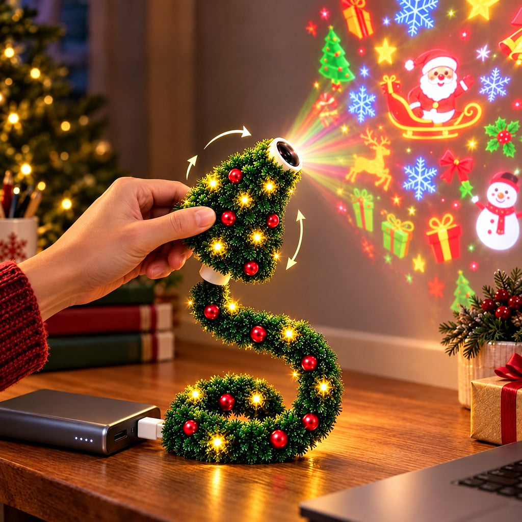 Christmas Tree USB Projector Night Light – Festive Scenes on Your Ceiling