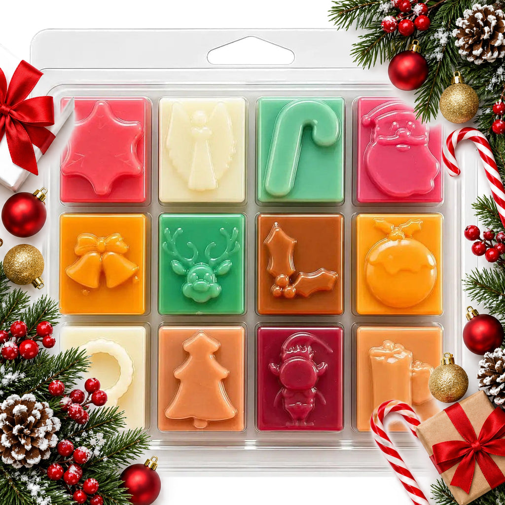 christmas wax melts gift set 12 festive scents in one clamshell — Christmas stocking filler gift