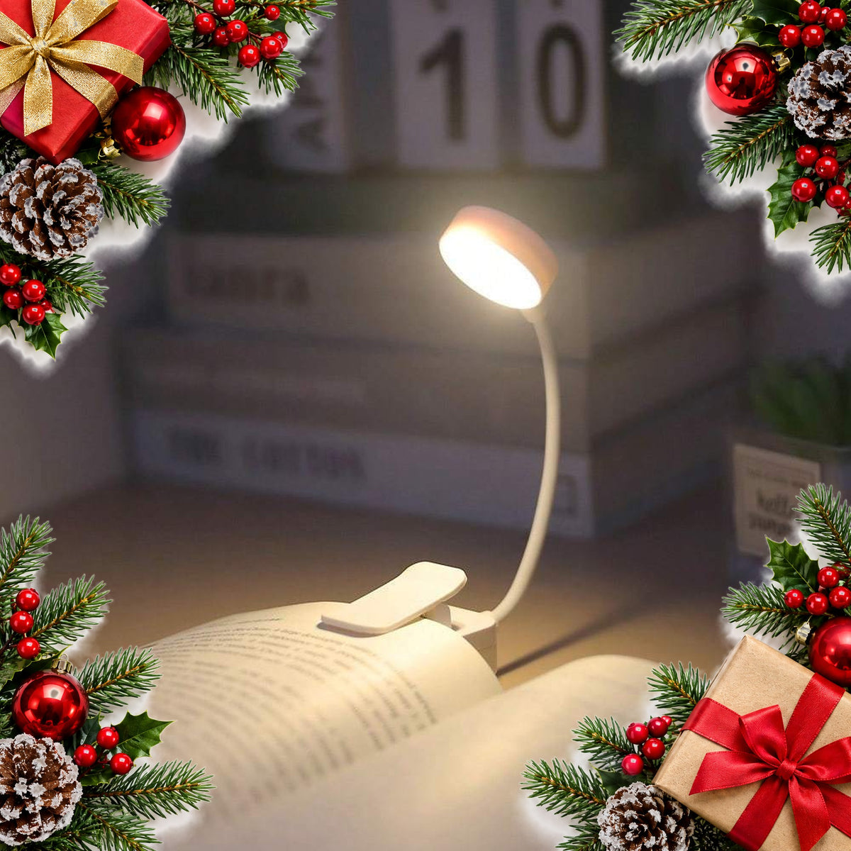 clip on led book light with 3 colour temperatures — Christmas stocking filler gift