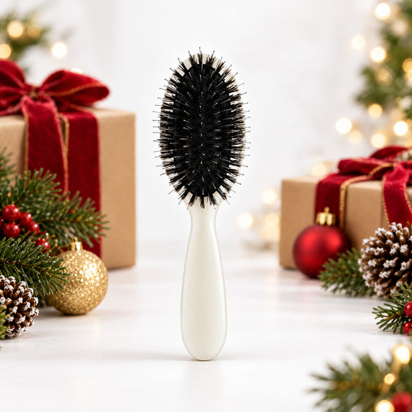 Compact Slick-Back Smoothing Hair Brush for Sleek Buns and Ponytails