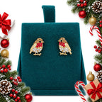crystal robin stud earrings christmas gift — Christmas stocking filler gift