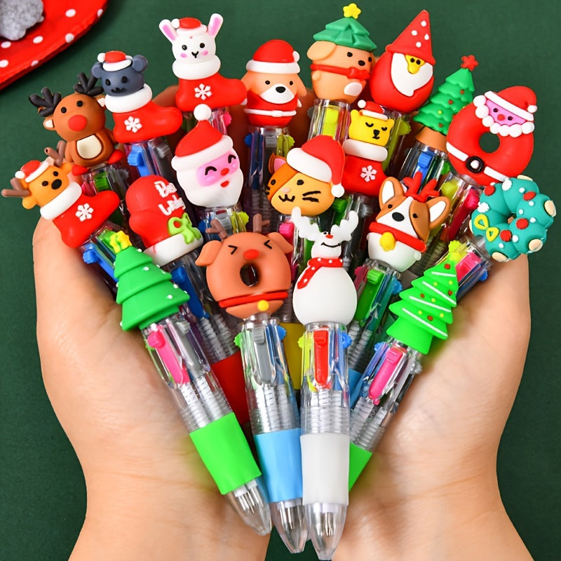Christmas Mini Multicolour Pens with Festive Toppers – Party Pack