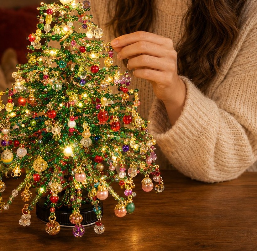 DIY Beaded Mini Christmas Tree Craft Kit, Make Your Own Decoration