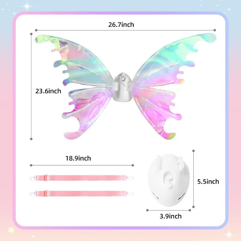 Electric Fluttering Fairy Wings for Kids – Light-Up Wings with Music