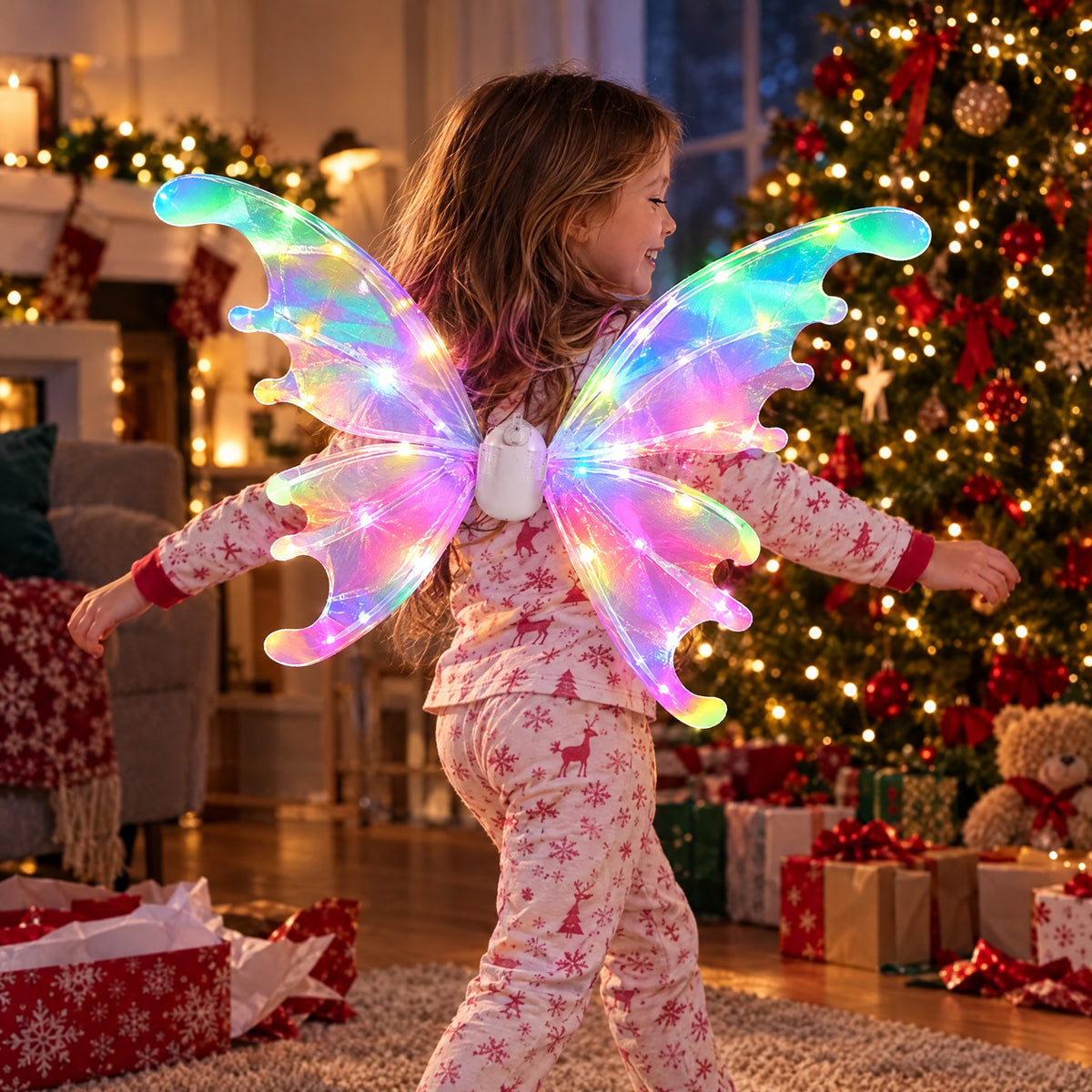 Electric Fluttering Fairy Wings for Kids – Light-Up Wings with Music