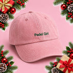 embroidered padel slogan cap in washed pink cotton — Christmas stocking filler gift