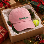 Embroidered Padel Slogan Cap in Washed Pink Cotton