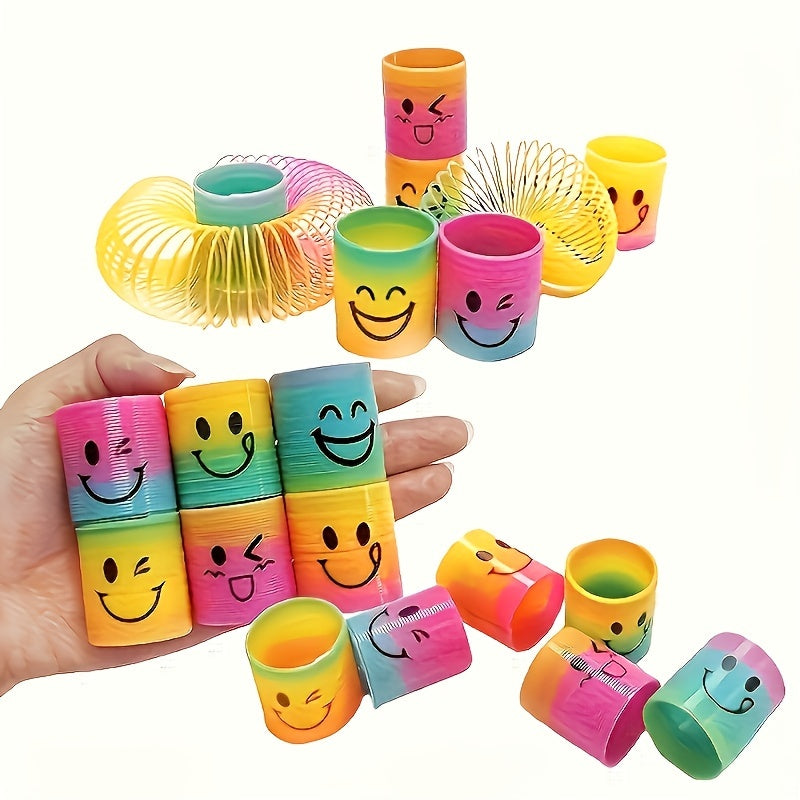 Mini Rainbow Spring Toys with Smiley Faces – Party Pack