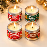 Christmas Scented Soy Candle Tins Gift Set of 4