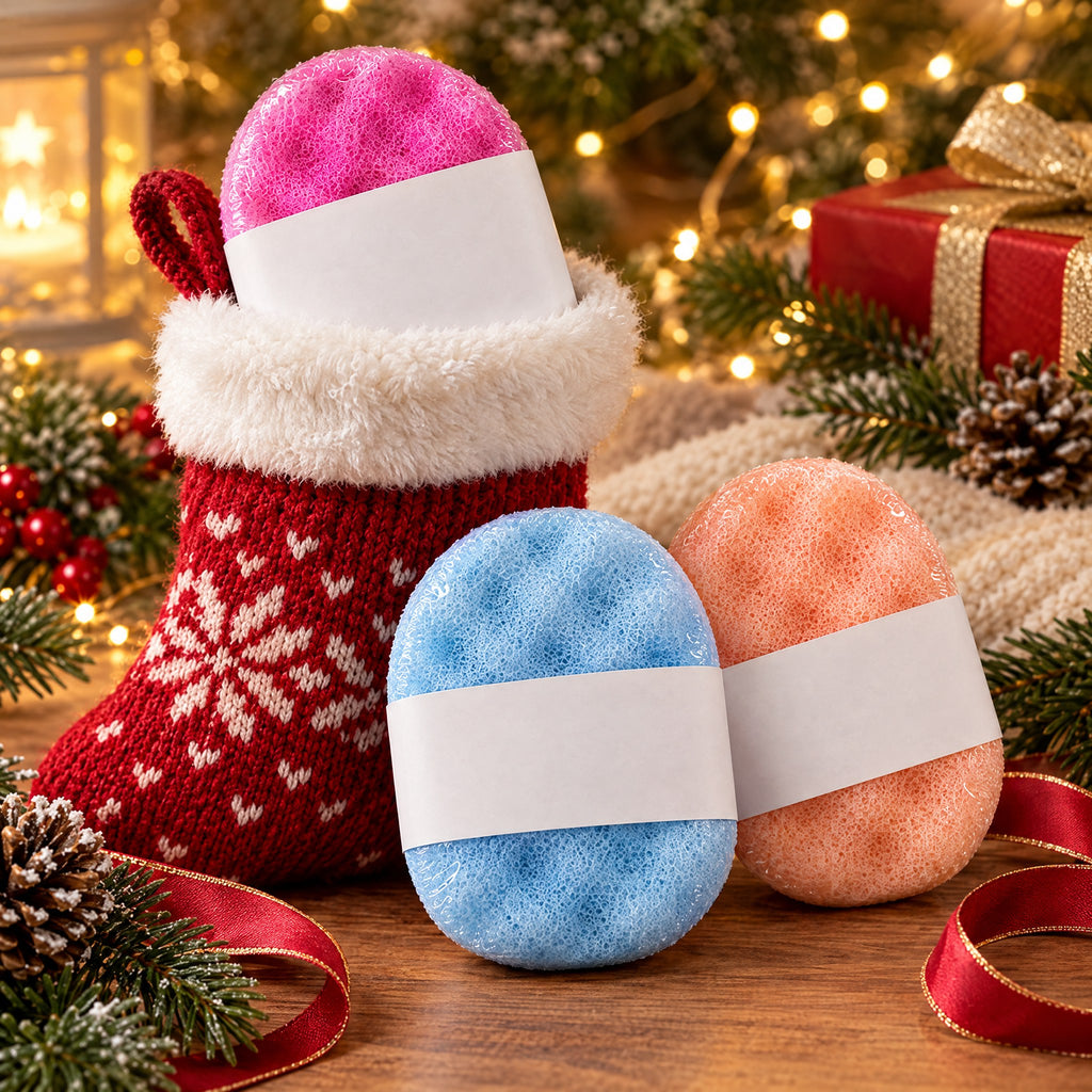 Festive Exfoliating Soap-Filled Sponge – Shower Gift in Christmas Scents
