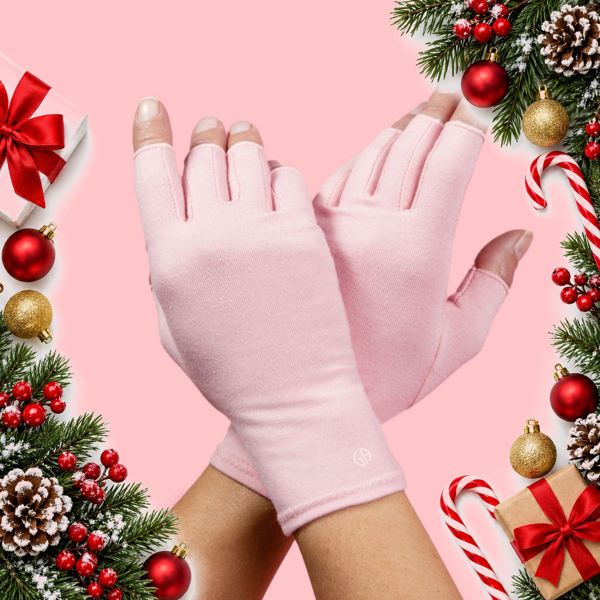 fingerless compression gloves soft cotton stretch for tired achy hands — Christmas stocking filler gift