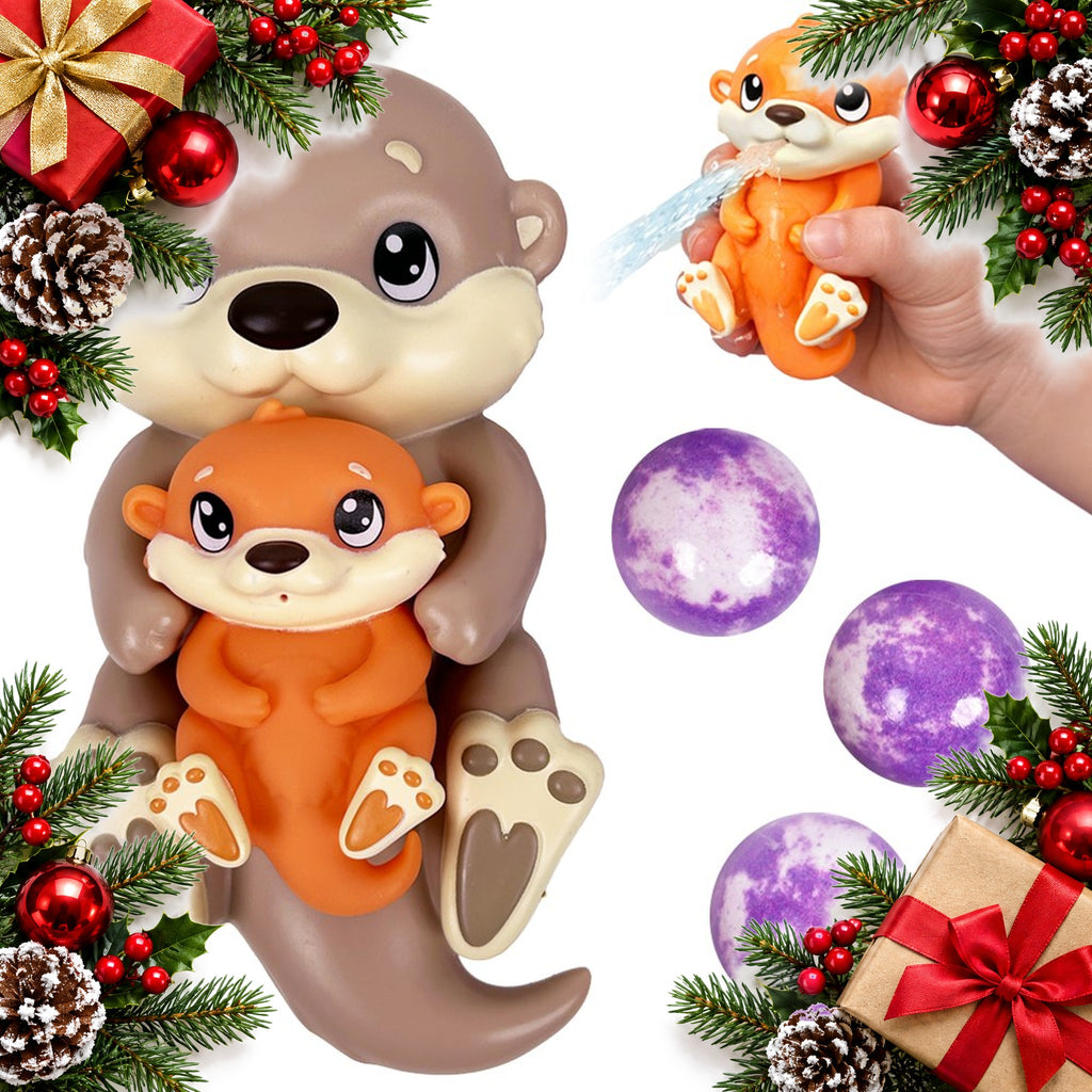 floating otter bath toy with 3 lavender bath bombs bedtime gift — Christmas stocking filler gift