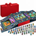 Fold-Out Toy Car Garage Playset with Pull-Back Die-Cast Cars