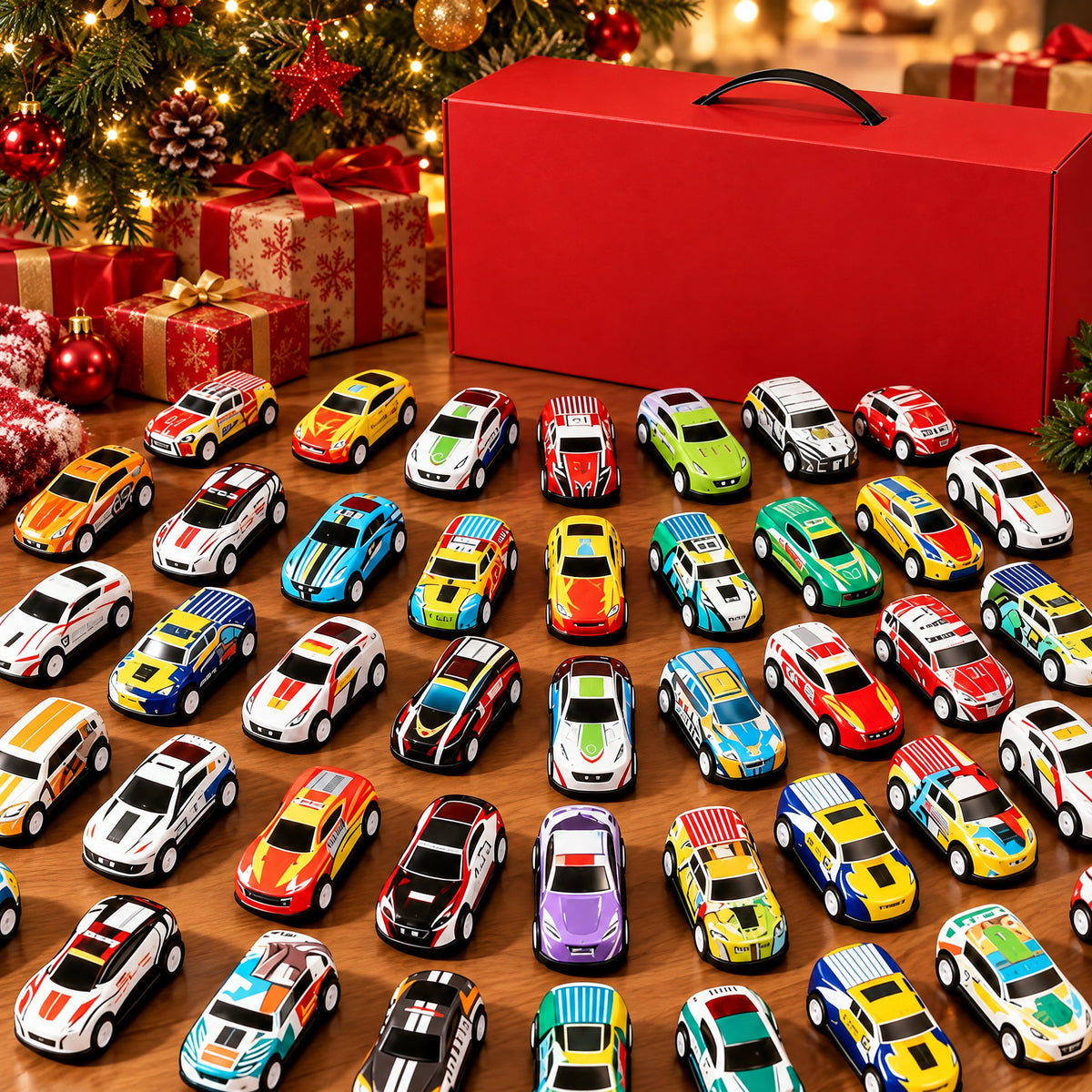 Fold-Out Toy Car Garage Playset with Pull-Back Die-Cast Cars
