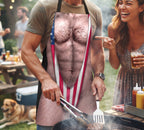 Funny 3D Hairy Chest BBQ Apron with Cheeky Swimsuit Print