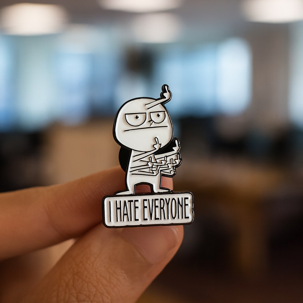 Funny I Hate Everyone Enamel Pin, a Grumpy Secret Santa Gift