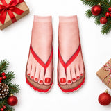 Funny Pedicure Print Socks, Bare Feet in Flip-Flops Novelty Gift