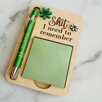 Funny Wooden Sticky Note Holder with Pen – Cheeky Desk Gift for Work