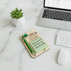 Funny Wooden Sticky Note Holder with Pen – Cheeky Desk Gift for Work