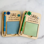 Funny Wooden Sticky Note Holder with Pen – Cheeky Desk Gift for Work