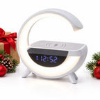 G-Shaped Night Light with Bluetooth Speaker, Clock and Wireless Charger