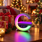 G-Shaped Night Light with Bluetooth Speaker, Clock and Wireless Charger