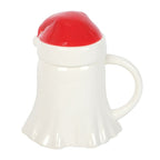 Ghost-Shaped Ceramic Mug with Santa Hat Lid, 500ml Festive Cup